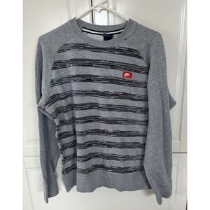 Vintage Nike Men's Gray+Black Crewneck Sweatshirt Swoosh Size M